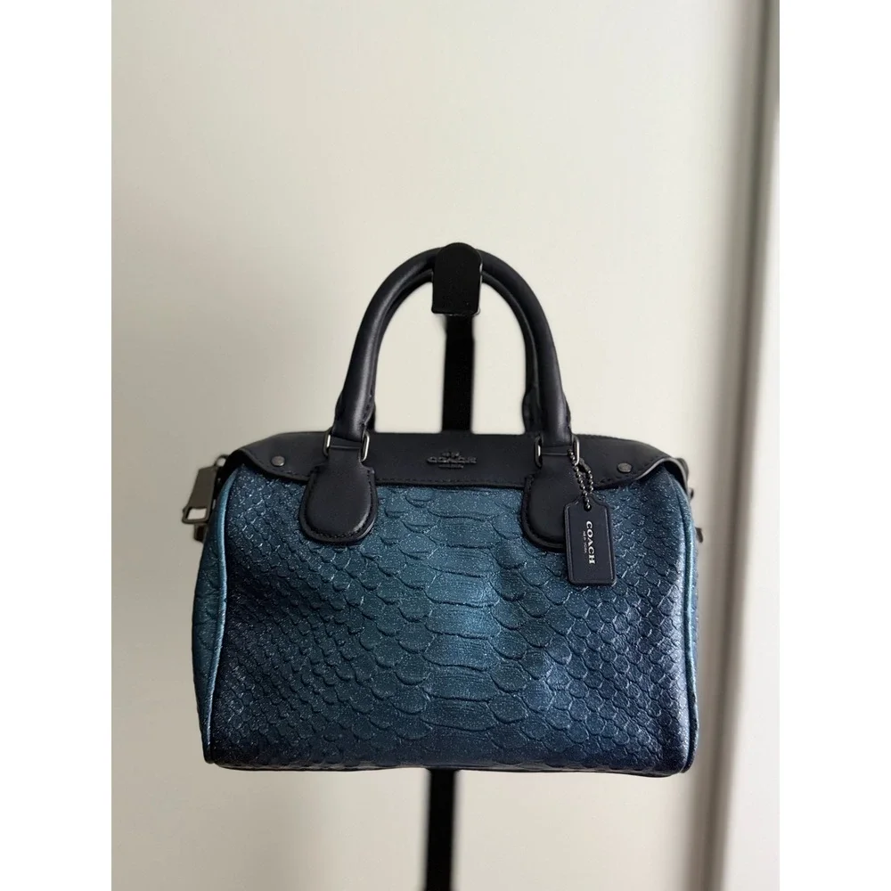 Coach Mini Bennett Leather Crossbody Bag - Blue Snakeskin